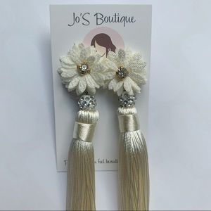 White long tassel earrings
